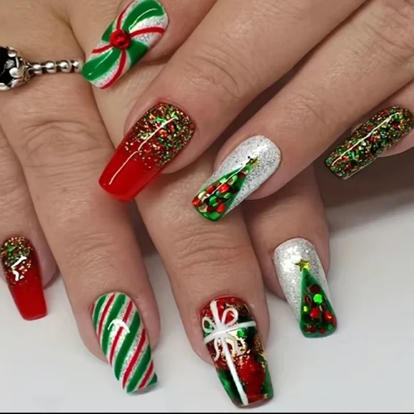 NEW Holiday Artificial Press On Nails - Picture 1 of 6